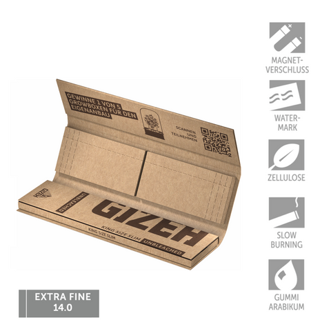 Gizeh Unbleached - King Size Slim Papers mit Tips