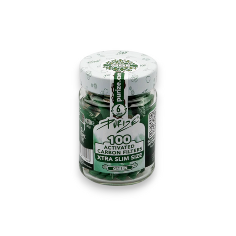 PURIZE 6 mm XTRA Slim Aktivkohlefilter 100 Stück im Upcycling-Glas