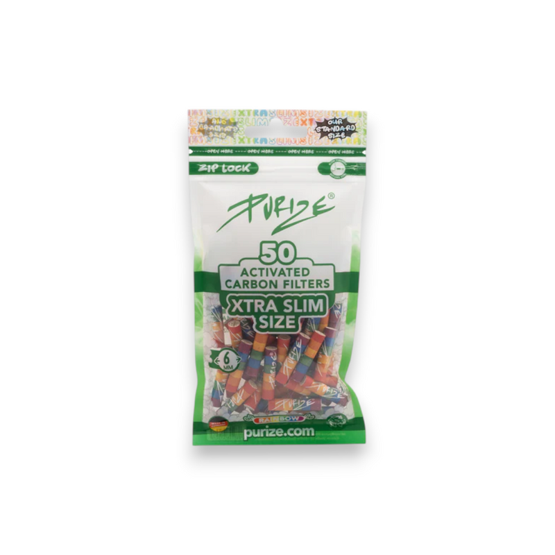 Purize Aktivkohlefilter - 6mm Xtra Slim Size - 50 Stück - Rainbow