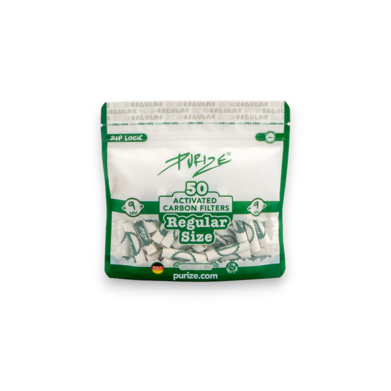 Purize Aktivkohlefilter - 9mm Regular Size - 50 Stück - Weiß