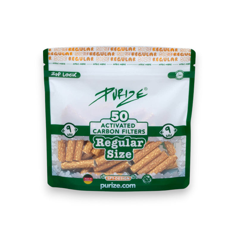 Purize Aktivkohlefilter - 9mm Regular Size - 50 Stück - Spy Orange