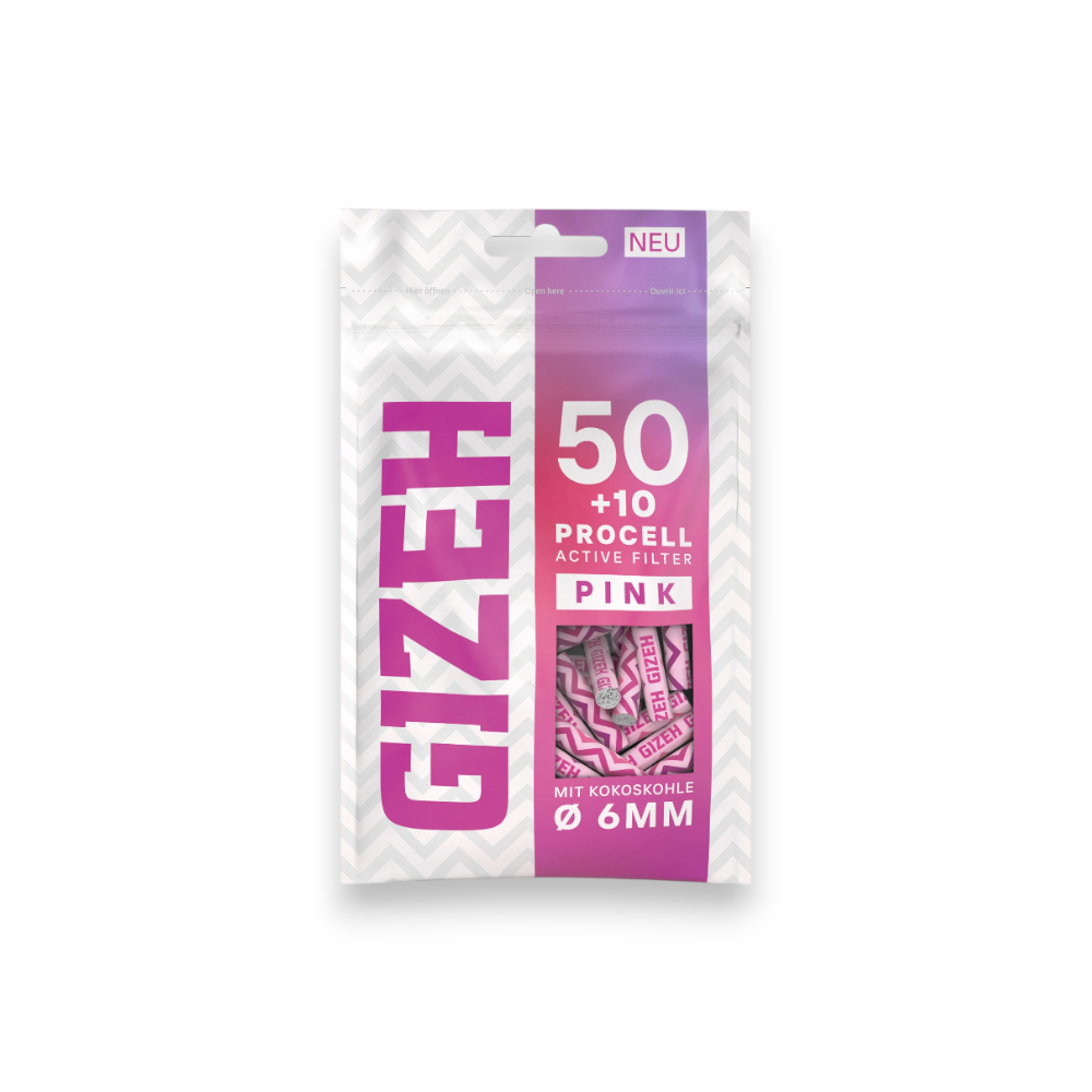 Gizeh Procell PINK Aktivkohlefilter - 6mm - 50+10 Stück