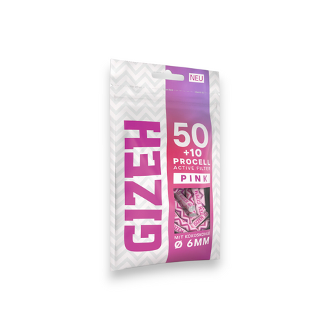 Gizeh Procell PINK Aktivkohlefilter - 6mm - 50+10 Stück