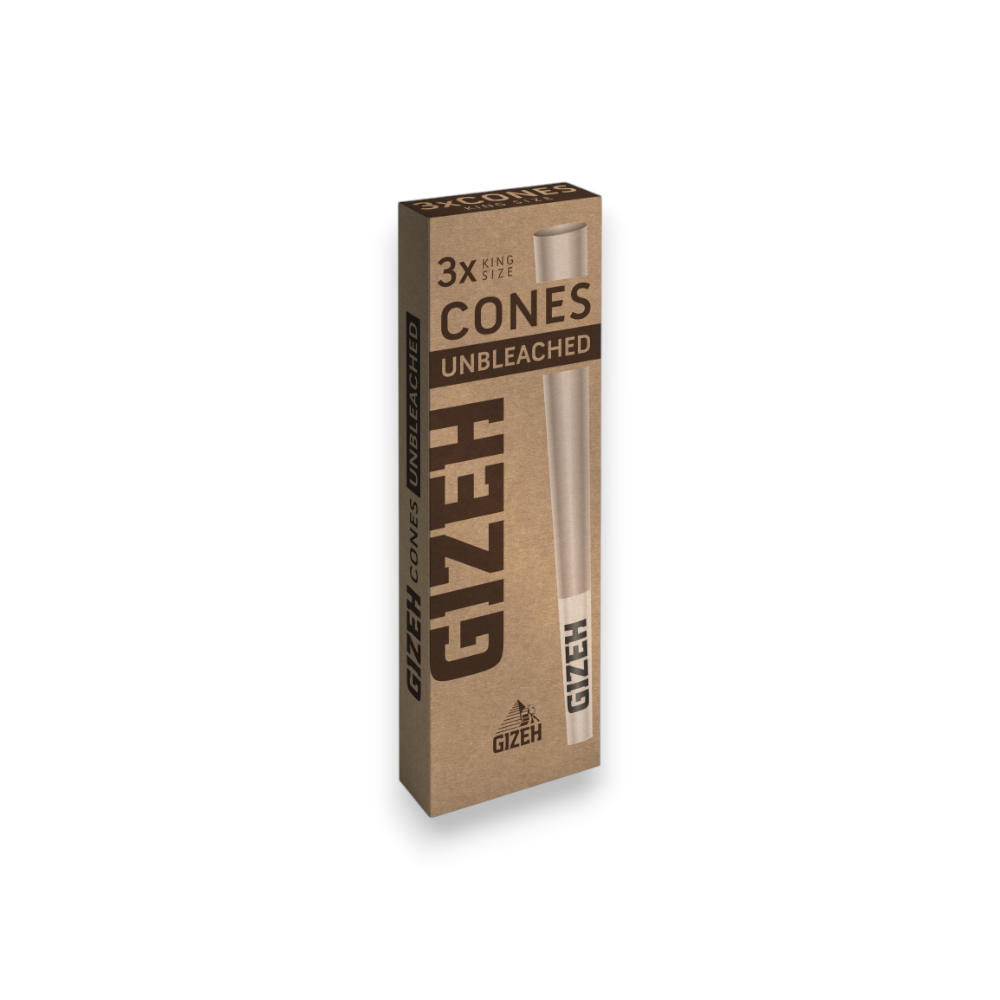GIZEH Unbleached King Size Cones mit Papier-Tips und 3 vorgedrehten Cones aus ungebleichtem Extra Fine Paper