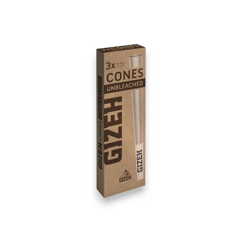 GIZEH Unbleached King Size Cones mit Papier-Tips und 3 vorgedrehten Cones aus ungebleichtem Extra Fine Paper