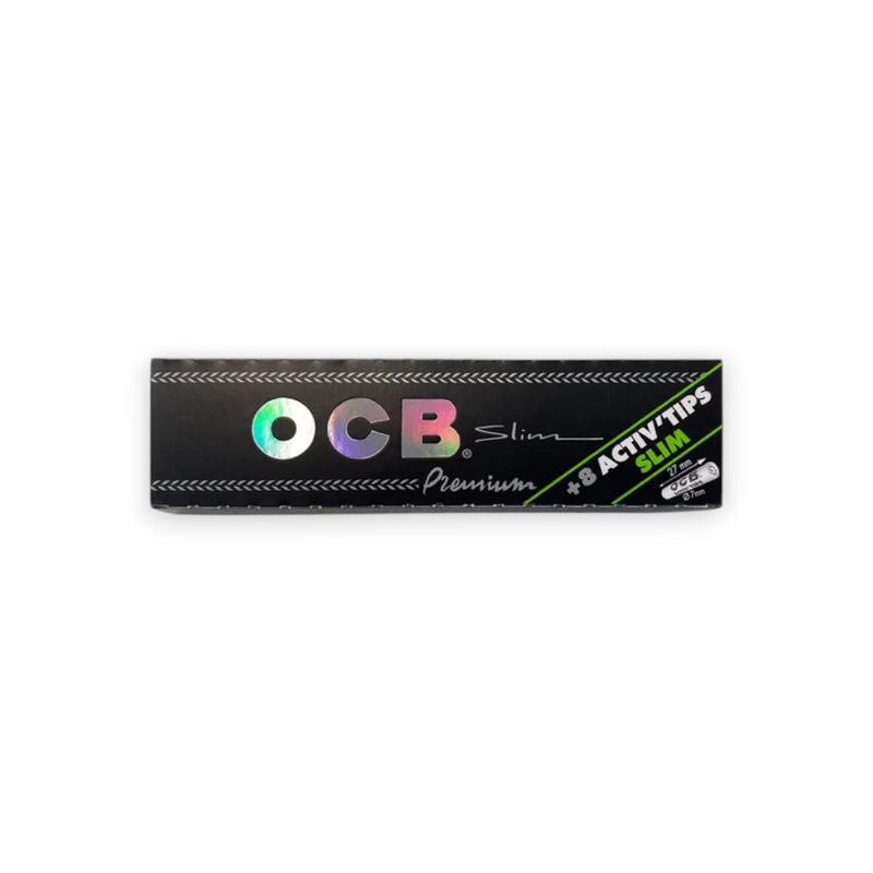 OCB Schwarz Premium Long Slim Papers mit 32 Blättchen und 8 Activ' Aktivkohlefiltern 7 mm