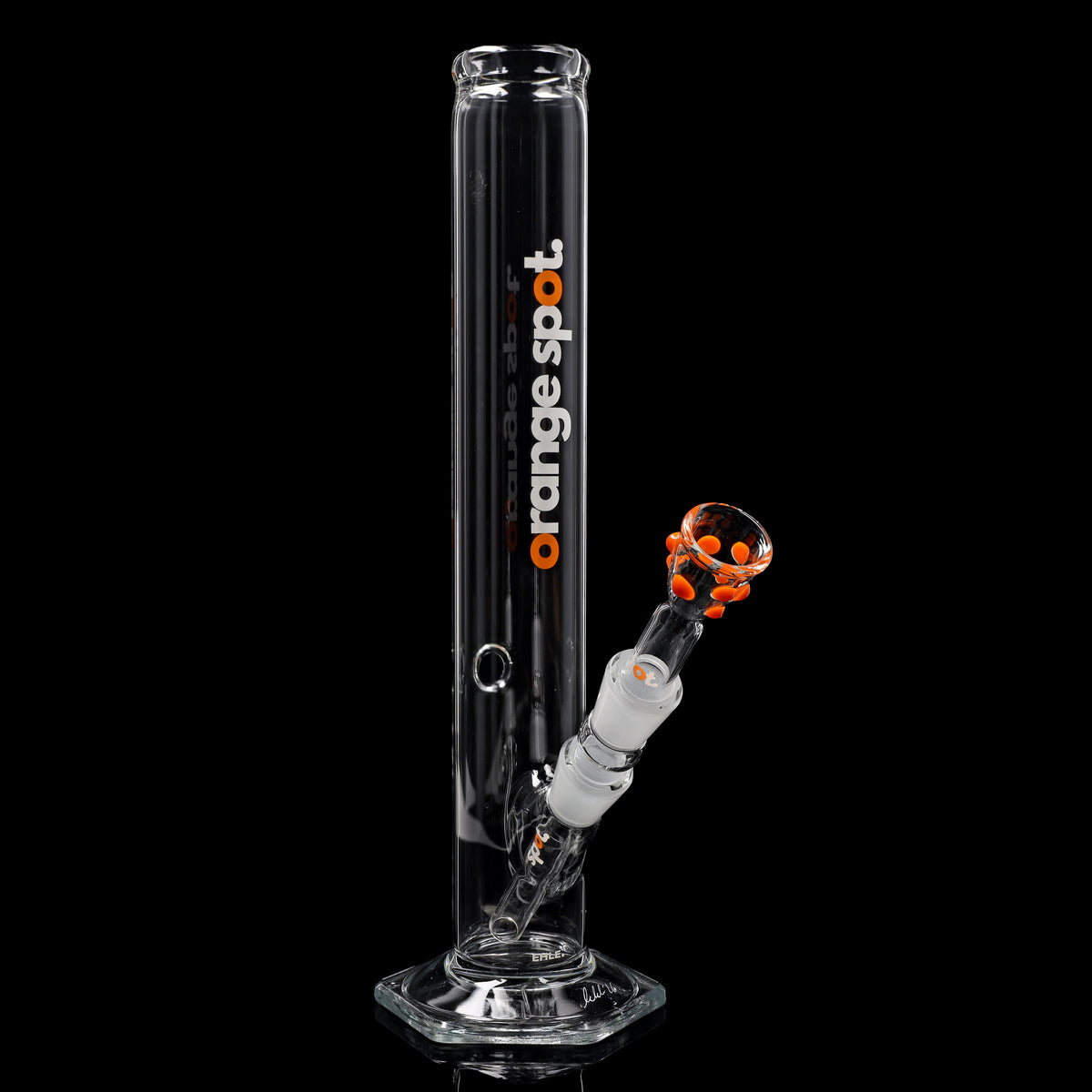 EHLE. x Orange Spot Bong #1 gerade mit orange-weißem Sonderlogo und Sechskantfuß