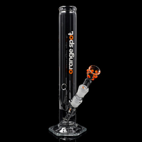 EHLE. x Orange Spot Bong #1 gerade mit orange-weißem Sonderlogo und Sechskantfuß