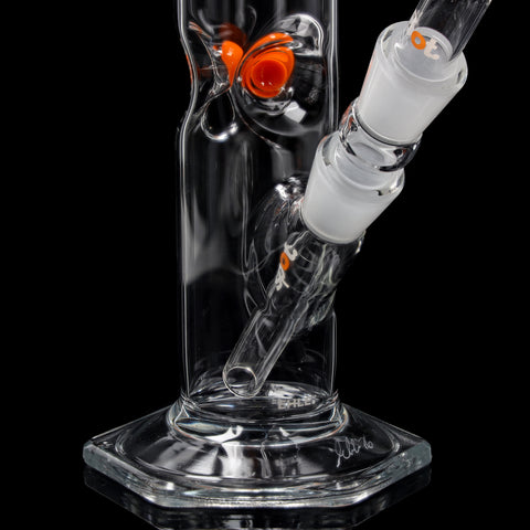 Orange Spot Bong #3 seitlich mit NS 18 Schliff und Sechskantfuß