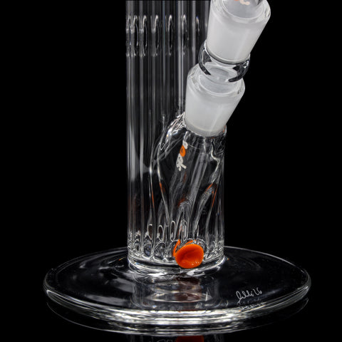 Orange Spot Rippenrohr Bong #6 seitlich mit Rundfuß