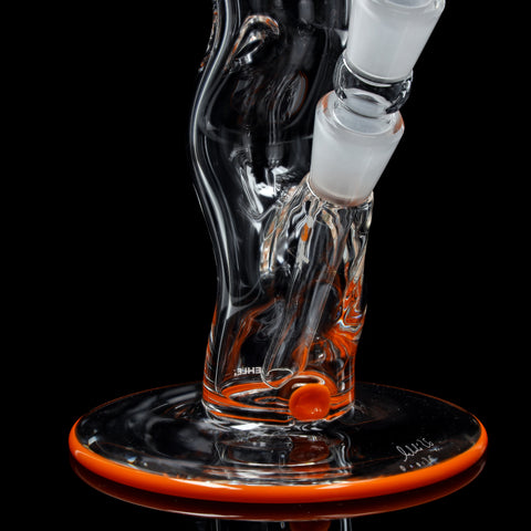 Orange Spot Zylinder Bong #7 seitlich mit geschwungenem Rohr
