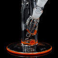 Orange Spot Bong #8 seitlich mit geschwungenem Rohr und Rundfuß