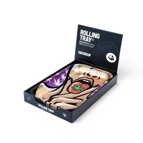 FIRE-FLOW Metal Rolling Tray 420 Girl 1/4 Small