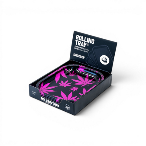 FIRE-FLOW Metal Rolling Tray Leaves Pink Micro