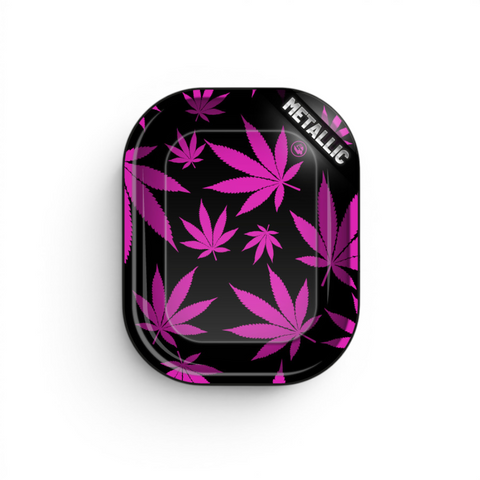 FIRE-FLOW Metal Rolling Tray Leaves Pink aus Metall im Micro-Format 140 × 180 mm