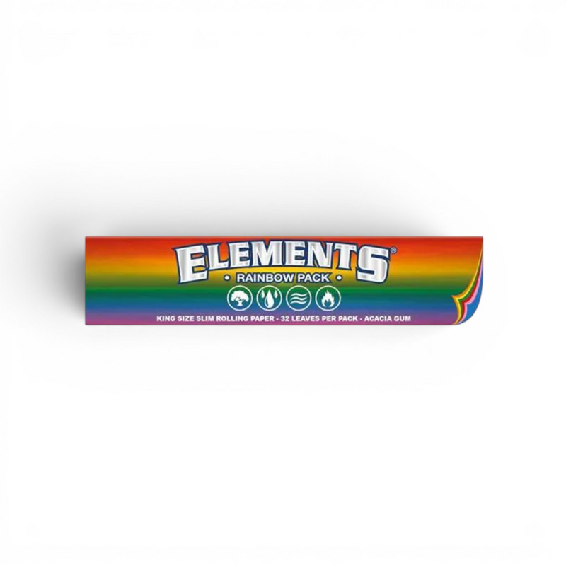 Elements Rainbow King Size Slim Papers mit natürlichen Pastellfarben und 32 Blatt pro Heftchen