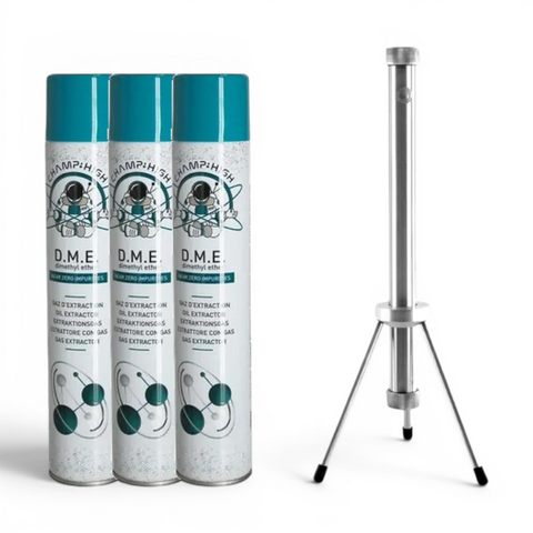 Starter-Set mit 50 cm Öl-Extraktor aus Edelstahl und 3× D.M.E. Extraktionsgas inklusive 2 Gratis-Dosen
