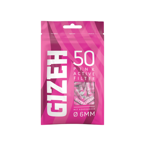 Gizeh PINK Aktivkohlefilter - 6mm - 50 Stück