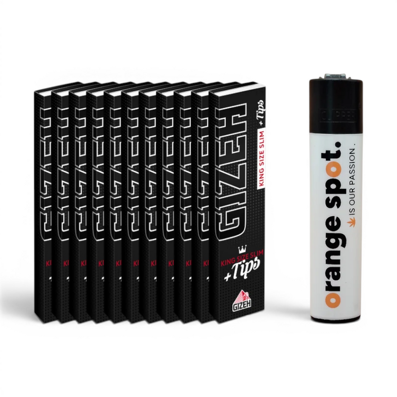 GIZEH Black King Size Slim + Tips Bundle mit 10+1 Aktion und gratis Clipper x Orange Spot Limited Logo Edition