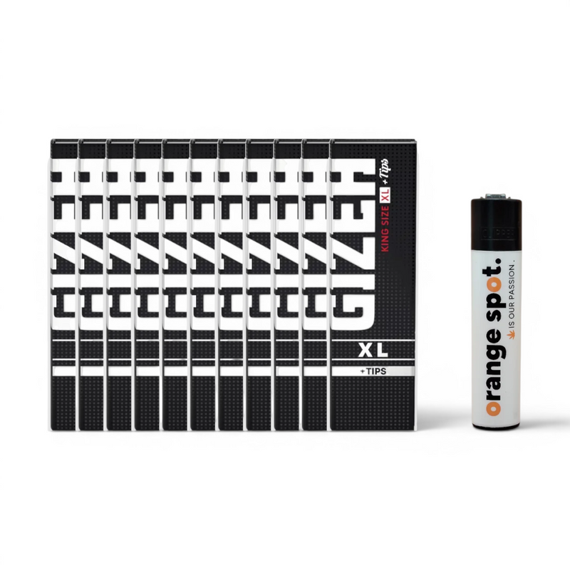 GIZEH Black King Size XL + Tips Bundle mit 10+1 Gratis-Aktion und gratis Clipper x Orange Spot Limited Logo Edition