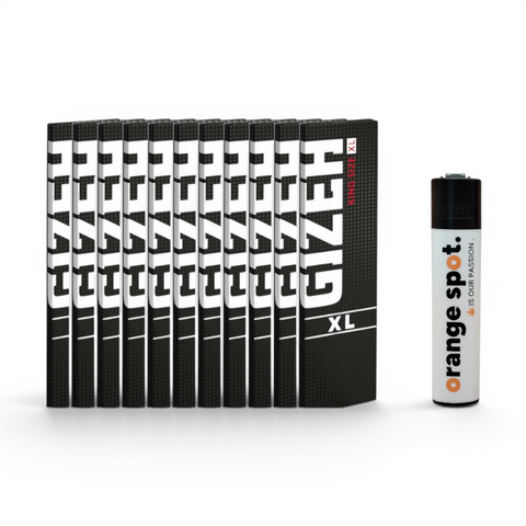 GIZEH Black King Size XL Papers Bundle mit 10+1 Gratis-Aktion und gratis Clipper x Orange Spot Limited Logo Edition