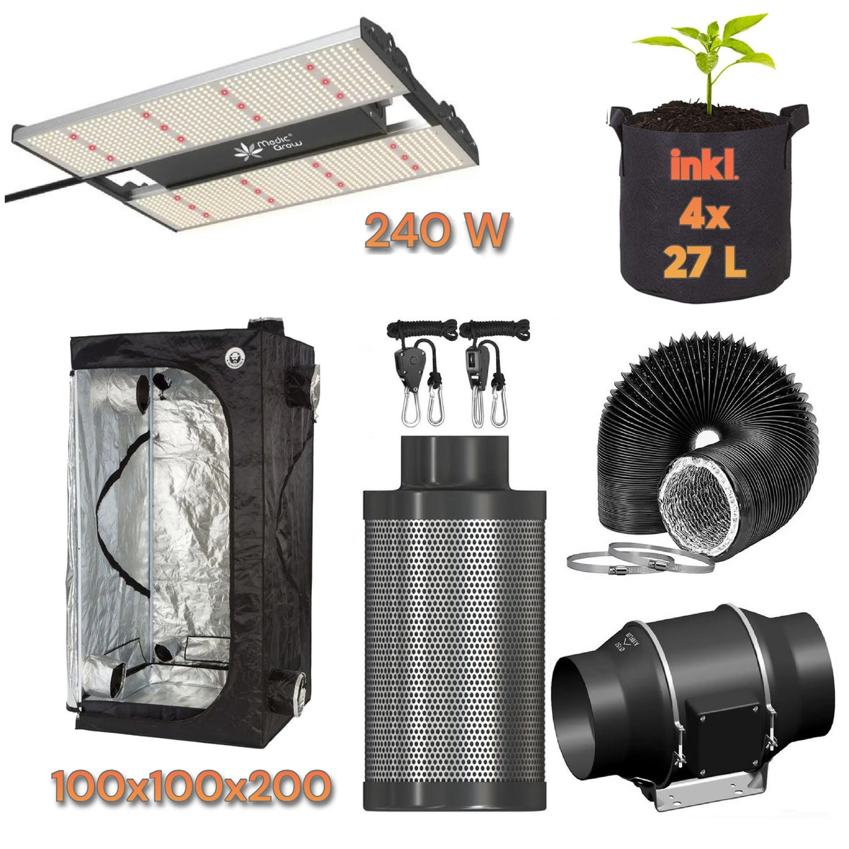 Growbox Komplettset "Premium L" – Medic Grow-Edition mit MINI SUN-2 240W und Heisenberg L
