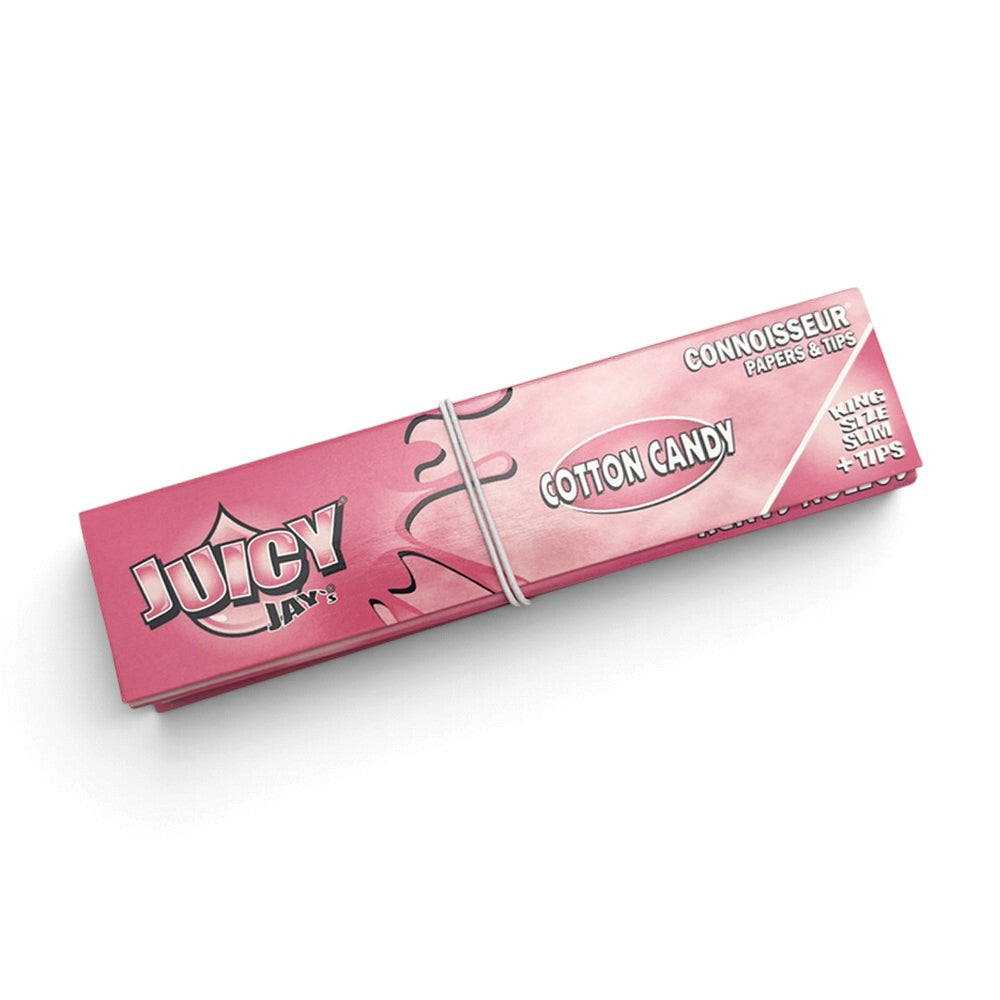 Juicy Jay's Connoisseur King Size Slim Cotton Candy, Packung mit Papers und Tips