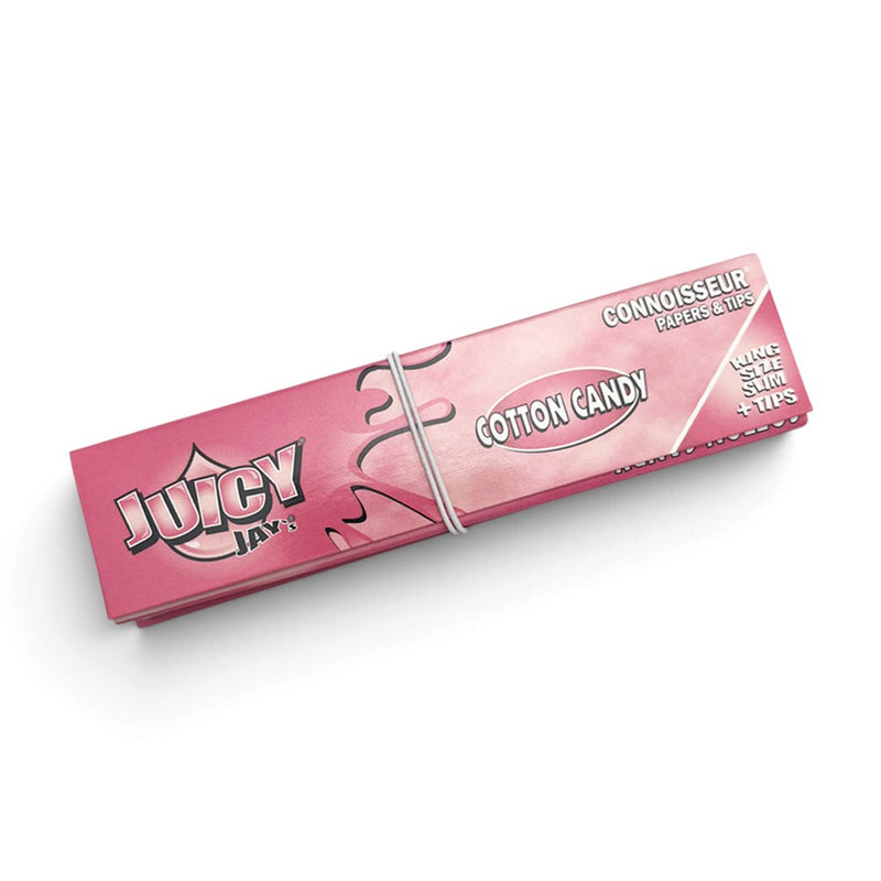 Juicy Jay's Connoisseur King Size Slim Cotton Candy, Packung mit Papers und Tips