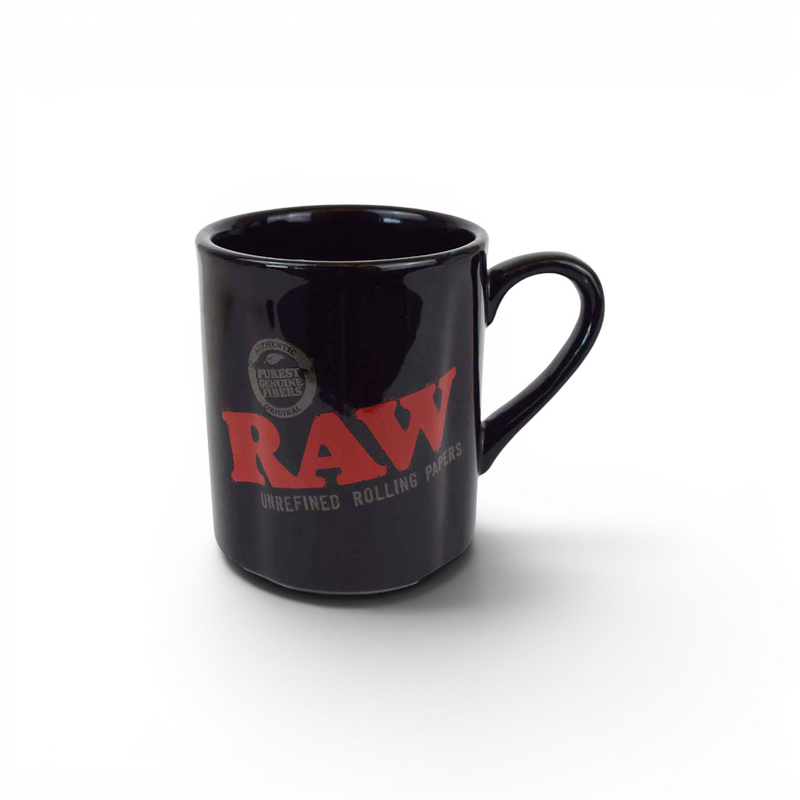 RAW Black Edition Kaffeetasse aus hochwertiger schwarzer Keramik mit rotem RAW Logo