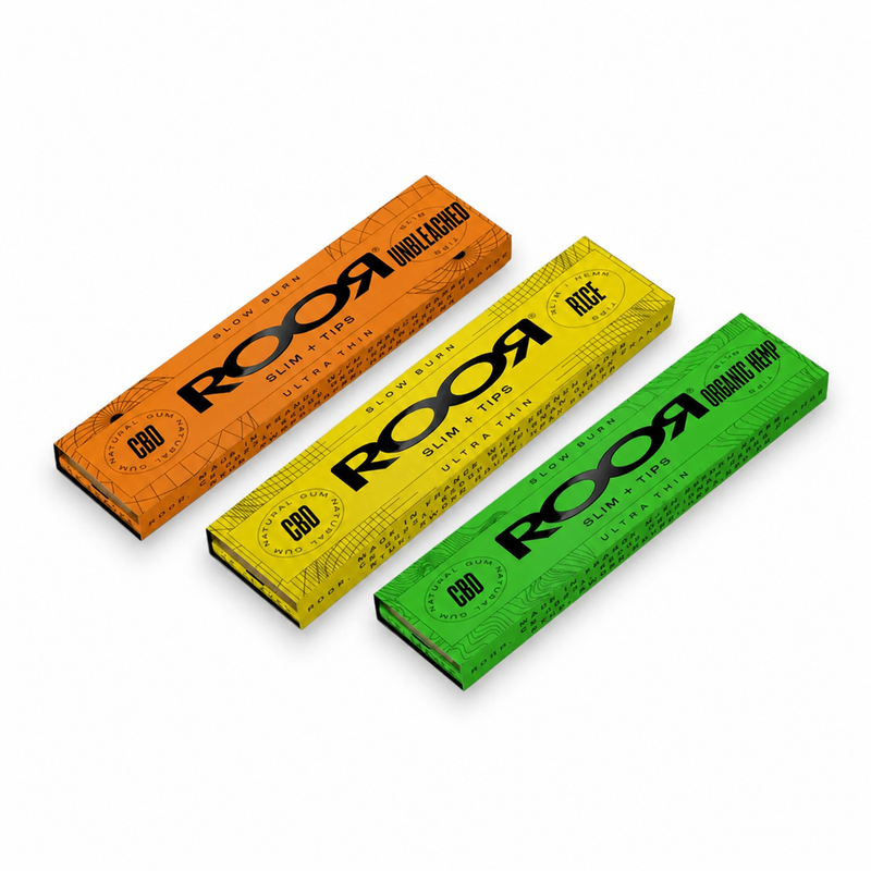 RooR Rolling Papers Probierpaket mit Unbleached Slim und Rice Hemp Slim Papers